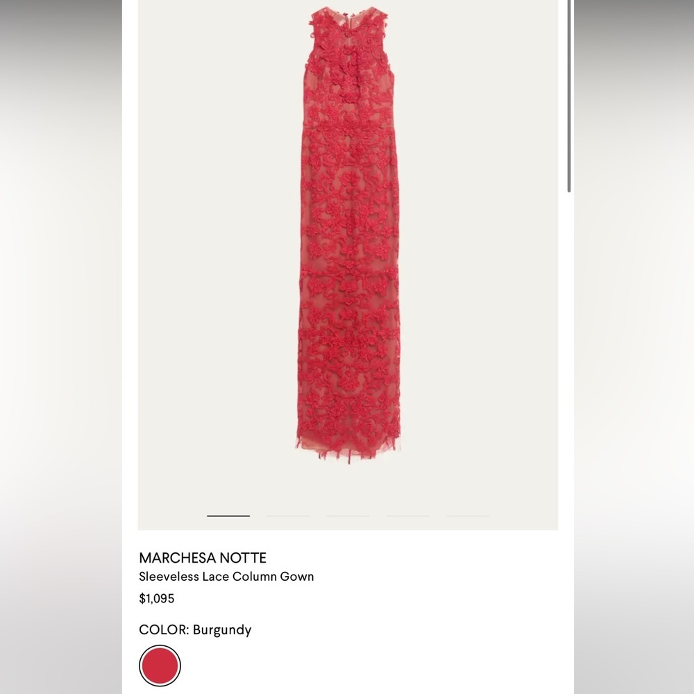 MARCHESA***Guipure Red Lace Evening Gown***US 4,6***$1095 - Picture 8 of 11